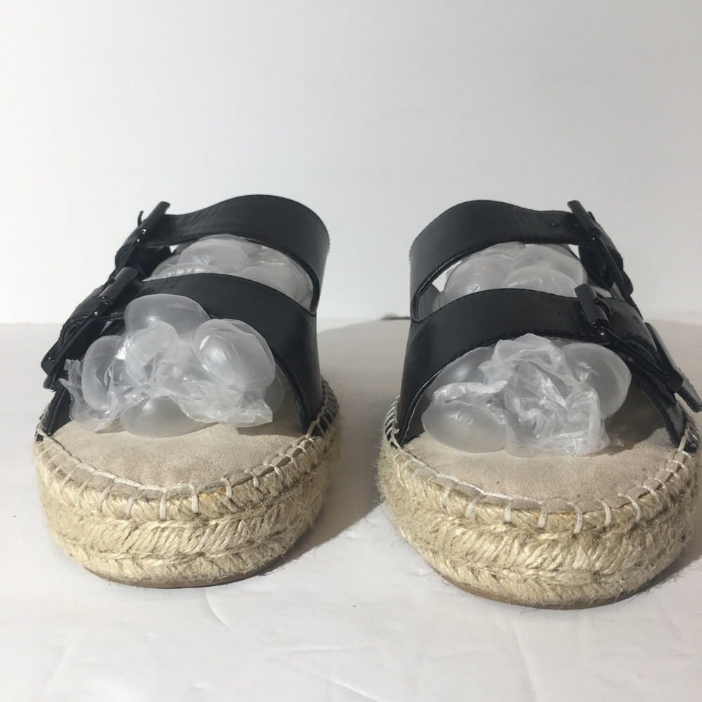 Steven by Steve Madden Lapis Black Leather platform flip flop sandals womans 9.5 - Picture 2 of 12